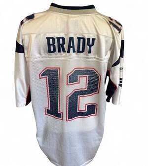 Vintage Reebok New England Patriots Tom Brady #12 White Replica Jersey XL